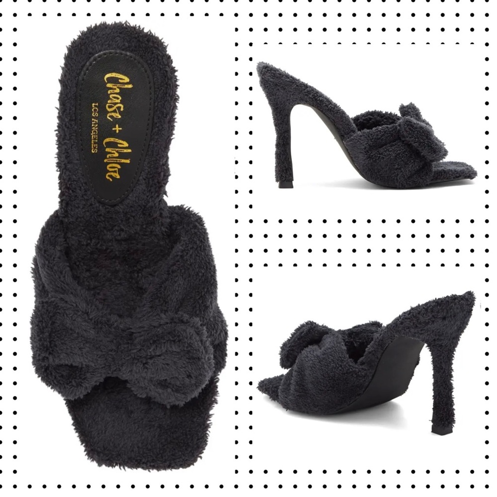 NEW CHASE AND CHLOE - Amelie Fleece Spike Sandal 7 - Picture 6 of 15